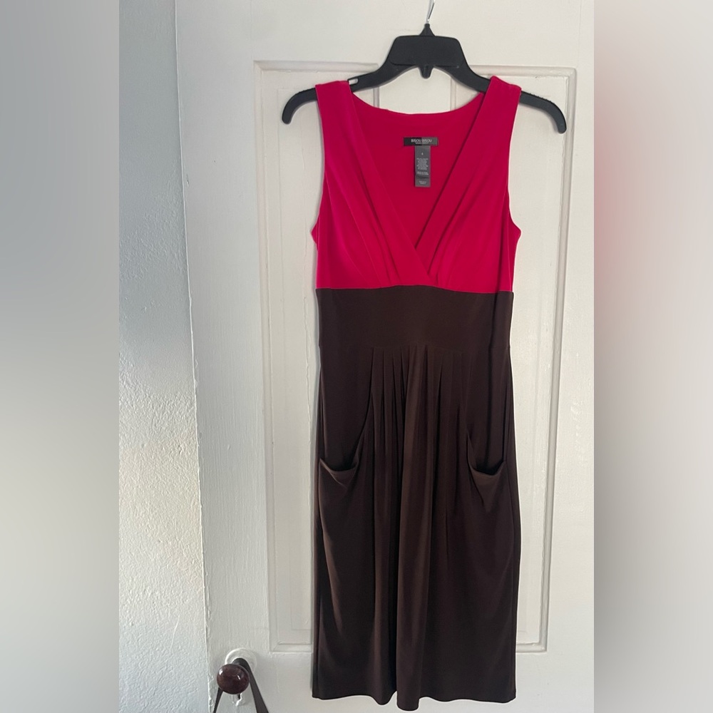 Bisou Bisou Fuchsia and Chocolate Midi Dress Summer Dress